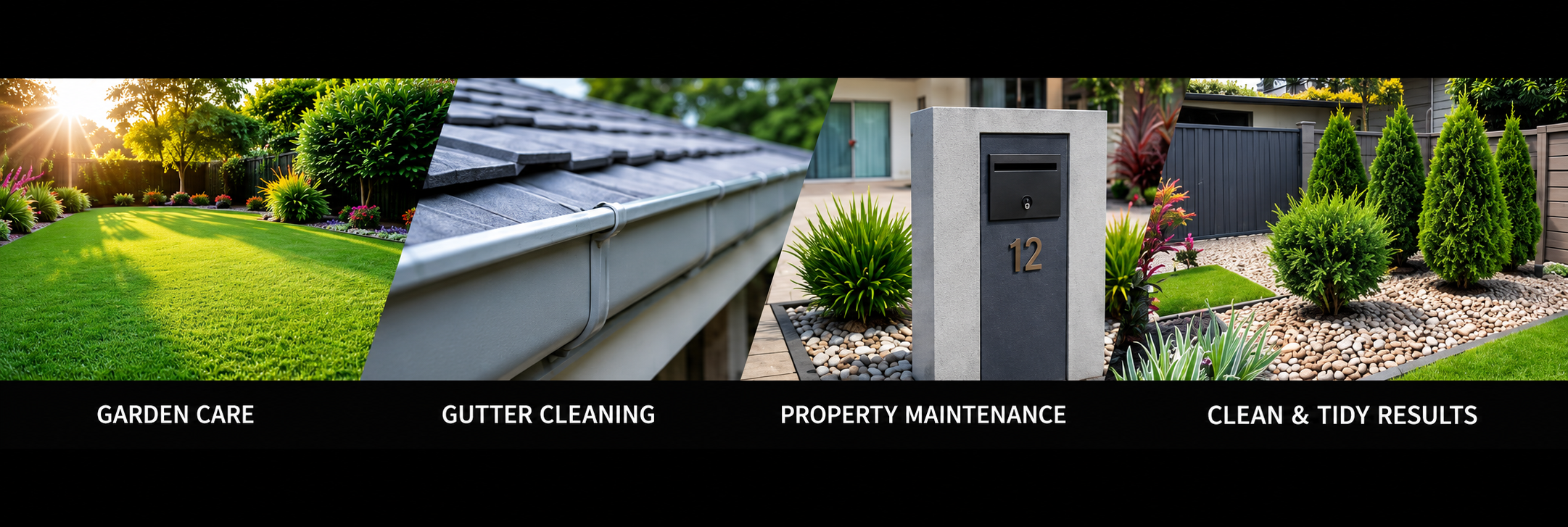 Garden care, gutter cleaning, property maintenance and clean tidy results